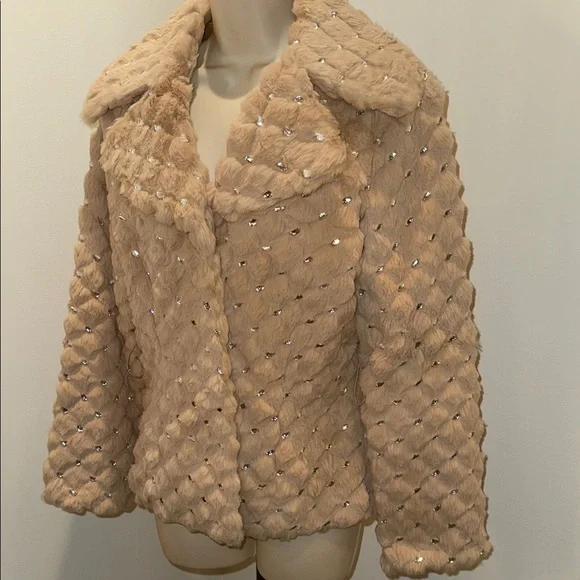 RARE! Gorgeous Vintage Genuine Fur & Rhinestone Coat - Picture 4 of 6